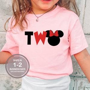 Disney 2nd Birthday Girl Shirt, Girls Disney Birthday Shirt, Minnie 2nd Birthday Shirt, Disneyland Birthday Kids, Minnie Bow Two Shirt