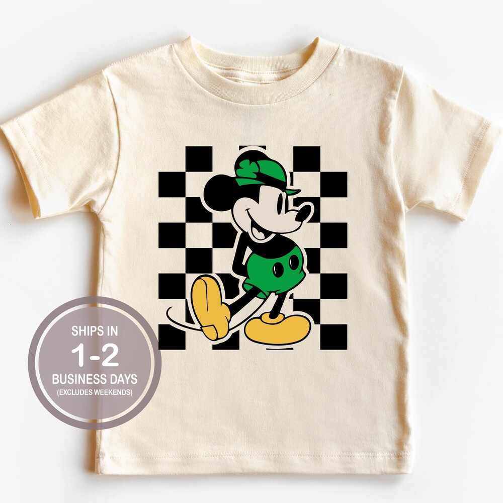 Mickey Mouse Checker St. Patrick'S Day Shirt, Disney St. Patrick'S Day Shirt, Boy'S Disney Shirt, Kids Adult St. Patrick'S Day Disney Shirt Bespoketshirt