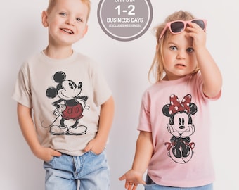 Classic Sketch Mickey Minnie Mouse Signature Shirt, Mickey Kids Shirt, Girl's Minnie Shirt, Boy's Disney Shirt, Brother Sister Disney Shirt