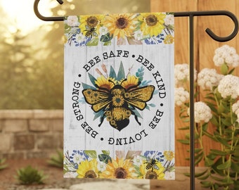 Bee Safe Bee Kind Garden Flag, Garden Banner, Garden Flags, Outdoor Decor, Yard Sign, Yard Flag, Camper Flag, Front Yard Flag, Garden Decor