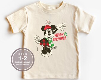 Minnie Mouse Santa Hat Shirt, Minnie Mouse Kids Shirt, Toddler Disney Christmas Shirt, Baby, Kids Disney Christmas Shirt, Merry Christmas