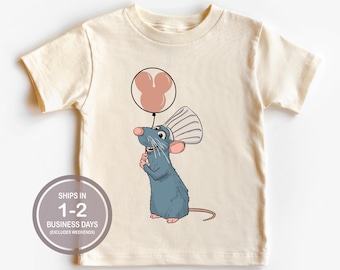 Bonita camiseta de Remy Disney con globo y Ratatouille, camiseta para niños de Epcot, camiseta juvenil de Disney World, camiseta con personaje de globo de Disney, camisetas de Pixar