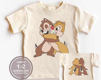 Chemise Chip and Dale, chemise Disney imprimée devant et dans le dos, chemise Rescue Rangers, chemise Disneyland mignon garçon fille, chemise Disney World