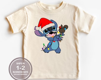 Stitch Christmas Shirt, Mickey's Very Merry Shirt, Boys Girls Christmas Disney, Stitch Santa Hat Christmas Tee, Kids Disney Christmas Shirt