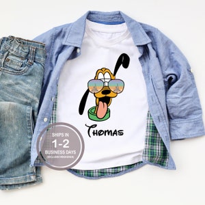 Pluto Sunglasses Castle Personalized Kids Disney World Shirt, Pluto Name Shirt, Disneyland Name Shirt, Kids Disney Shirt, Magic Kingdom