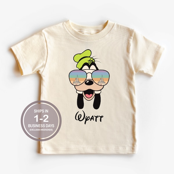 Goofy Sunglasses Castle Personalized Kids Disney World Shirt, Goofy Name Shirt, Disneyland Name Shirt, Kids Disney Shirt, Magic Kingdom