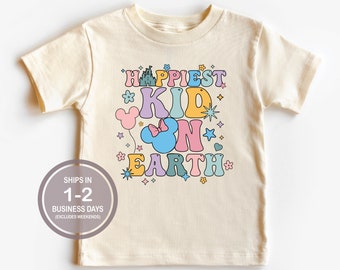 Camiseta Disney "El niño más feliz del mundo", camiseta infantil Minnie Castle, camiseta juvenil Disney, camiseta Disneyland para niñas, camiseta Minnie Disney