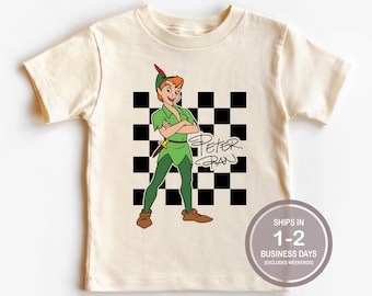 Peter Pan Checker Signature Shirt, Boys Disney Shirt, Disneyland Kids Shirt, Disney World Youth Shirt, Lost Boy Shirt, Neverland Kids Shirt