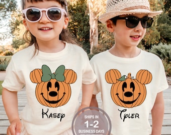 Chemise nom citrouille Minnie Mouse Mickey Mouse, chemise d'Halloween frère soeur Disney, Oogie Boogie Bash, chemise fête d'Halloween de Mickey