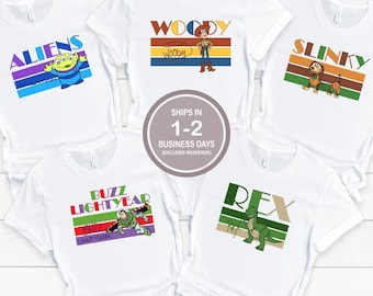 Disney Toy Story Group Shirts, Buzz Woody Rex Forky Bo Peep Alien Slinky Jessie Bullseye Disney Shirt, Disneyland Shirt, Disney World Shirt