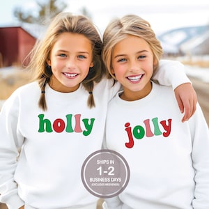 Matching Holly Jolly Kids Christmas Sweatshirt, Christmas Kids Shirt, Cute Kids Winter Sweater, Kids Christmas Sweatshirt, Santa Sweatshirt