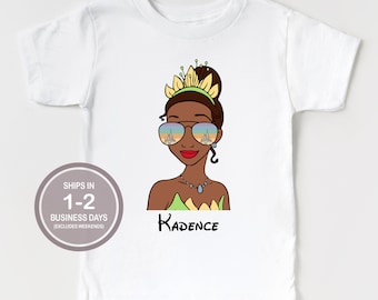 Chemise princesse Disney Tiana, château de lunettes de soleil Disney World, chemise Disney pour enfants personnalisée, chemise princesse Disney pour filles, Disneyland