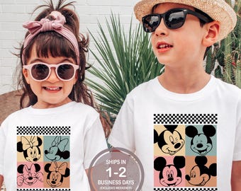 Mickey Minnie Mouse Brother Sister Matching Disney Shirt, Mickey Checker Shirt, Minnie Bow Kids Youth Disney, Girl's Boy's Disney Shirt