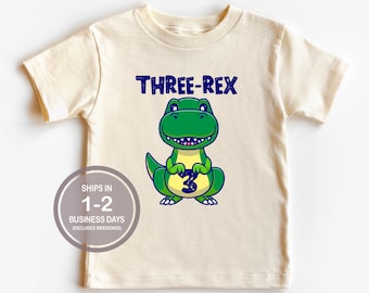 Three Rex Birthday Boy Shirt, Boy Dinosaur Birthday Shirt, Dinosaur Birthday Party, T-Rex Birthday Shirt, Three-Rex Birthday Shirt