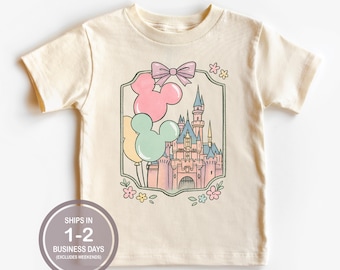 Jolie chemise château Disney, jolies filles chemise château Disney, chemise Disney pour enfants, chemise Disney World, chemise princesse Disney, chemise noeud Disney