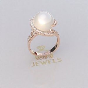 Pearl Promise Ring, Pearl Engagement Ring, Pearl Wedding Ring, Pearl Anniversary Ring, Pearl Gold Ring, Pear Silver Ring, Open pearl Ring
