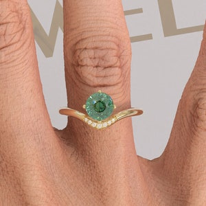 Solitaire Cyan Blue Portuguese Cut Moissanite Ring, Moissanite Engagement Ring, Solitaire Wedding Ring, Cathedral Ring, Anniversary Gift