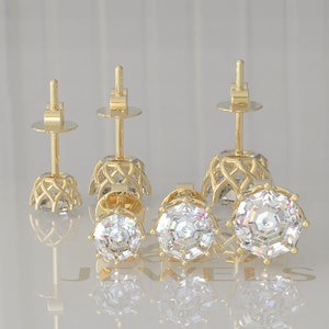 Moissanite Stud Earrings, Octagon Cut Moissanite, Wedding Earrings, Earrings for Women, Screw Back/Push Back Earrings, Earrings For Gift