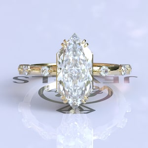 3 CT Dutch Marquise Cut Moissanite Engagement Ring, Double Claw Prongs, Gorgeous Ring For Anniversary Gifts, Unique Engagement Ring for her