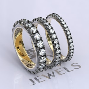 Georgian Style Cut Down Moissanite Eternity Ring, Eternity Band, Blackened Gold Ring, Victorian Style Ring, Antique Ring, Gold Eternity Ring