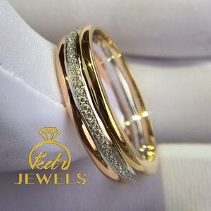 Dual Tone Eternity Band with 0.55ct of Natural Diamonds, 14K Gold Wedding Band Ring, Moissanite Band, Engagement Ring Band, Full Eternity