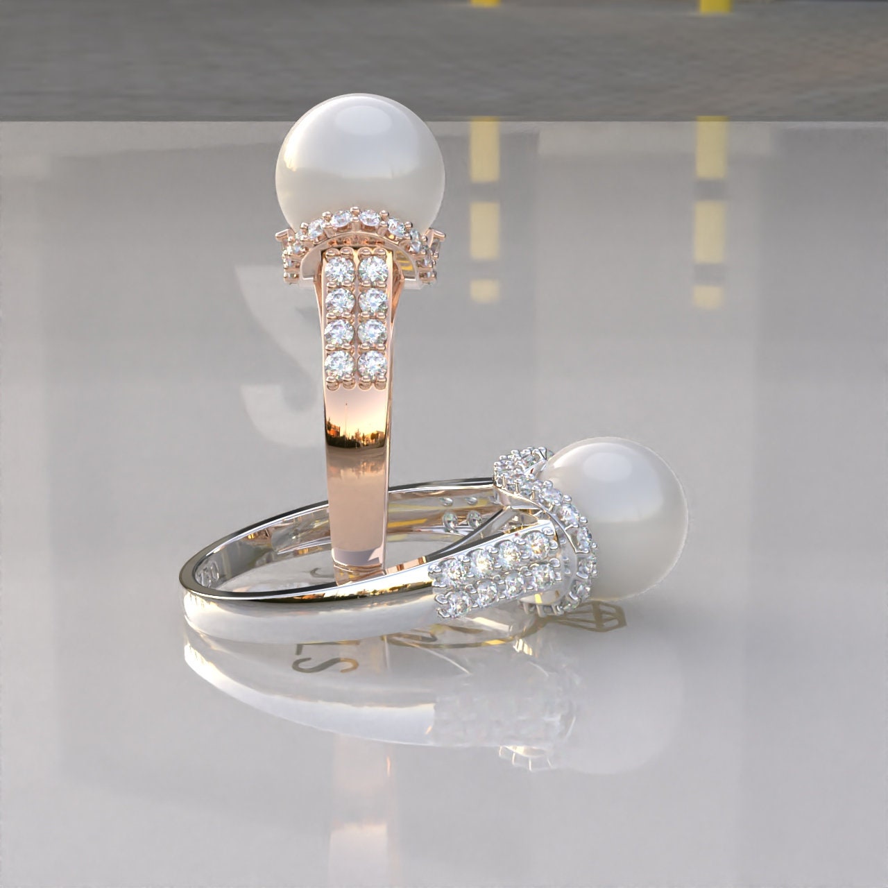 Pearl Engagement Ring Pearl Wedding Ring Pearl Anniversary Etsy