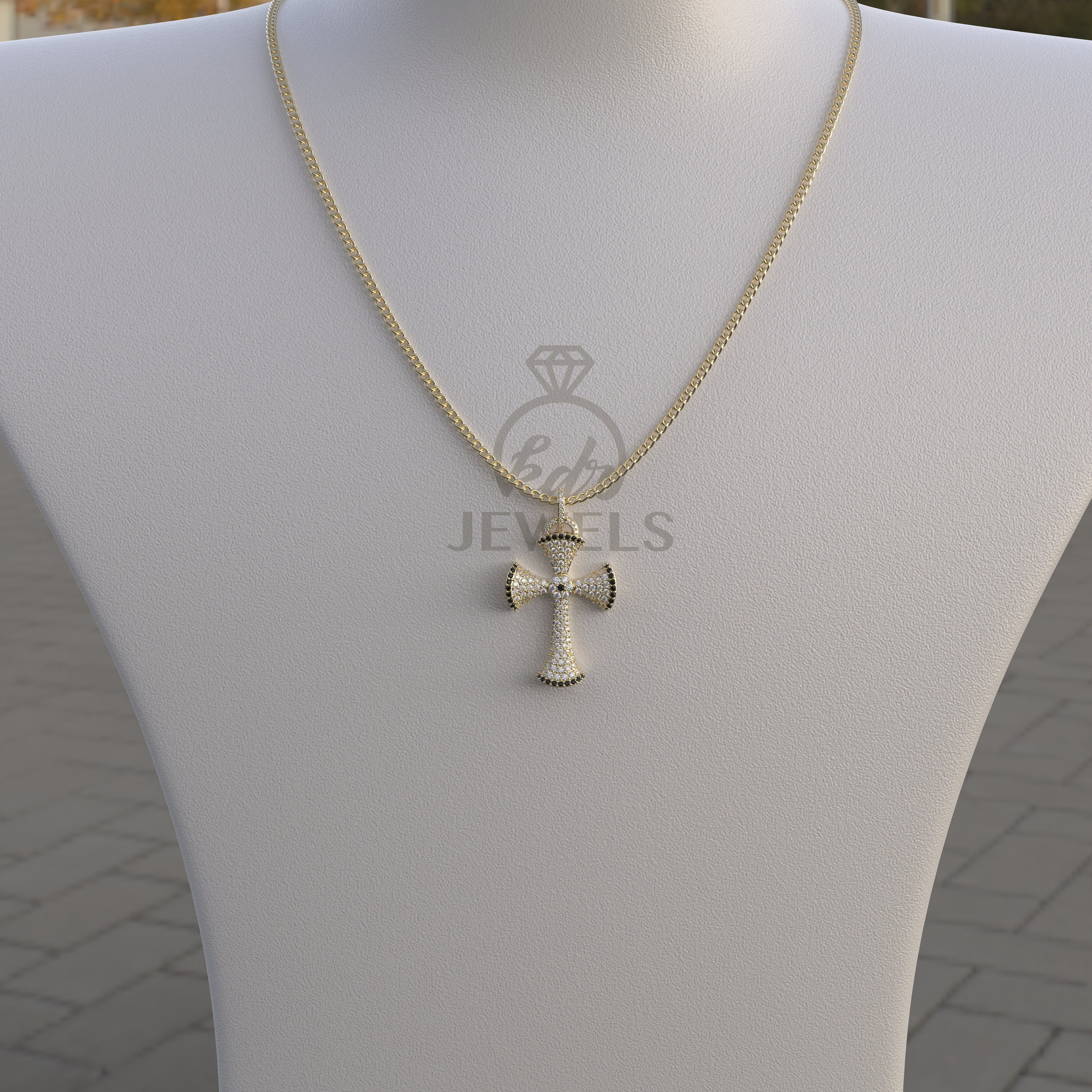 Collana Pendente Croce per Uomini in Moissanite,2,0