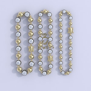 10ct, 7.0ct, 5.0ct Moissanite Tennis Bracelet Georgian Cut Down Button Back Setting, Moissanite Tennis Bracelet, Blackened Gold Bracelet
