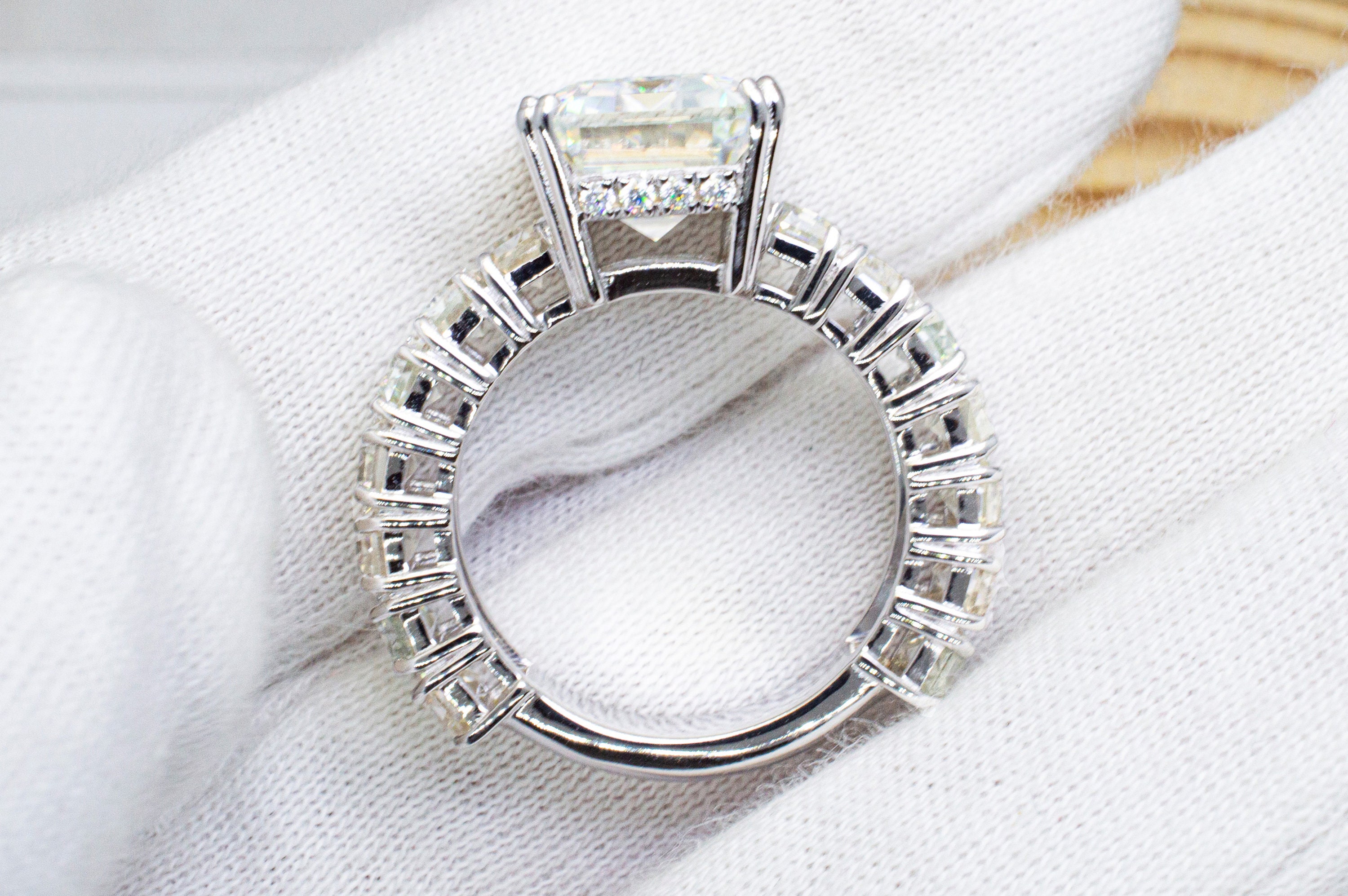 5.0ct Emerald Cut Eternity Ring Moissanite Eternity Ring Etsy UK