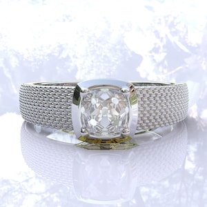 1.0ct Solitaire Old Mine Cut Colorless Moissanite Ring, Solitaire Moissanite Wedding Ring, OMC Moissanite Ring, Anniversary Gift Ring