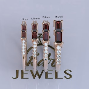 1.5mm to 2.5mm Wide Moissanite Eternity Band, Baguette and Round Eternity Band, Ruby Eternity Band, Ruby Baguette Ring, Stackable Band Ring