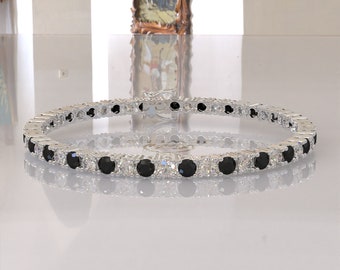 4.0mm Moissanite Tennis Bracelet, Black Moissanite Tennis Bracelet, Silver Moissanite Tennis Bracelet, Gold Moissanite Tennis Bracelet
