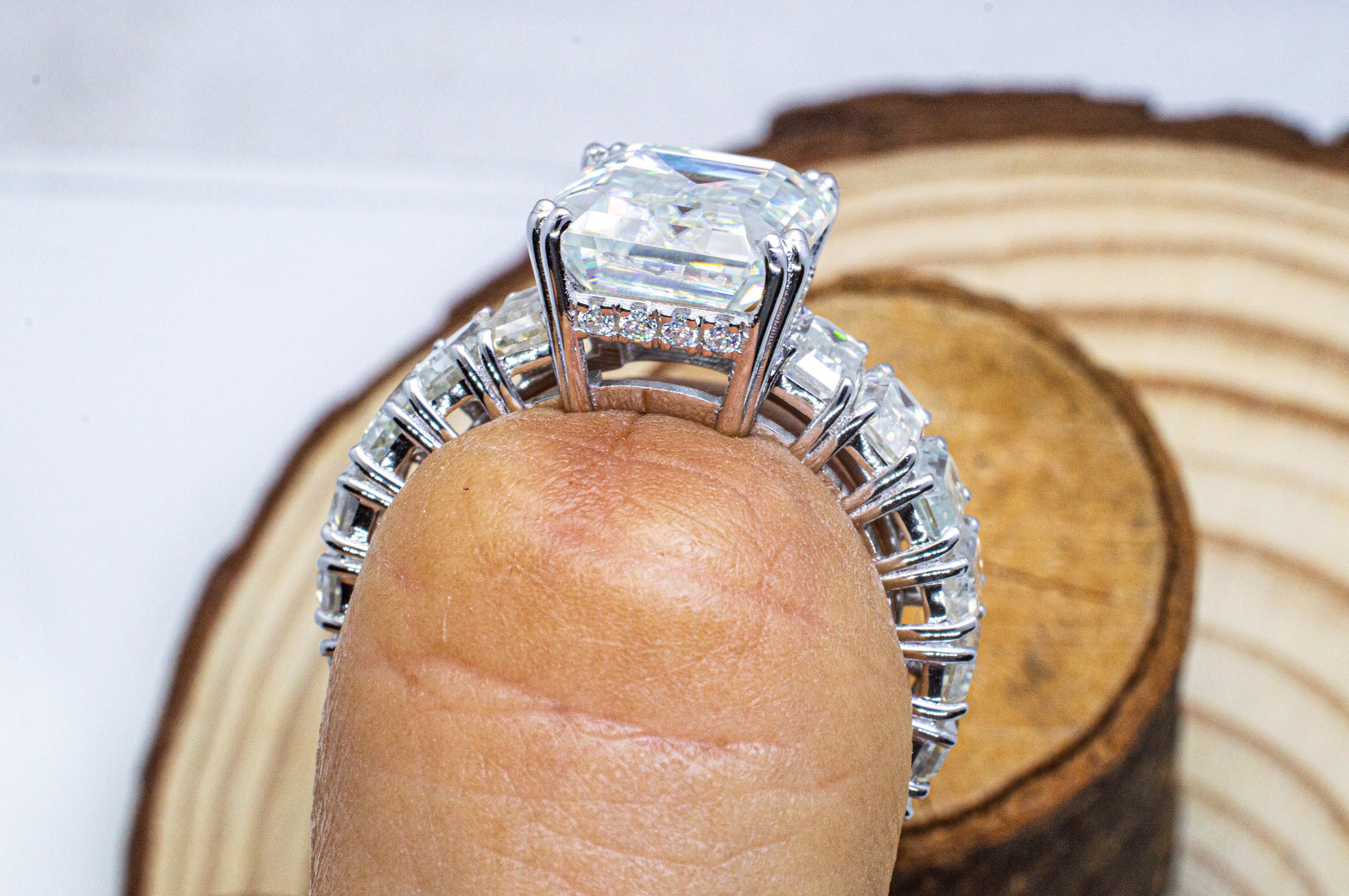 5.0ct Emerald Cut Eternity Ring Moissanite Eternity Ring Etsy UK