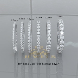 Natural Diamond FULL Eternity Band Wedding Band Stack Ring For Women, 10K Gold or Silver, 100% Conflict Free Geniune Diamonds, Gold Eternity