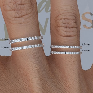 1.5mm to 2.4mm Wide Moissanite Eternity Band, Marquise Eternity Band, Wedding Band Stack Ring For Women, Gold Eternity, Silver Eternity