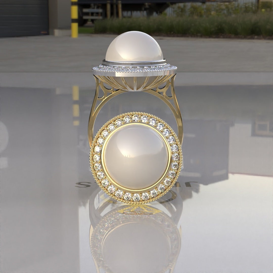 Halo pearl ring deals