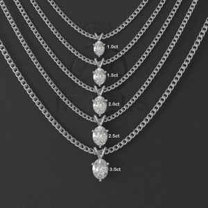 1.0ct to 3.0ct Oval Solitaire Moissanite Necklace, 10K Gold Solitaire Necklace, Silver Solitaire Moissanite Necklace, Anniversary Gift