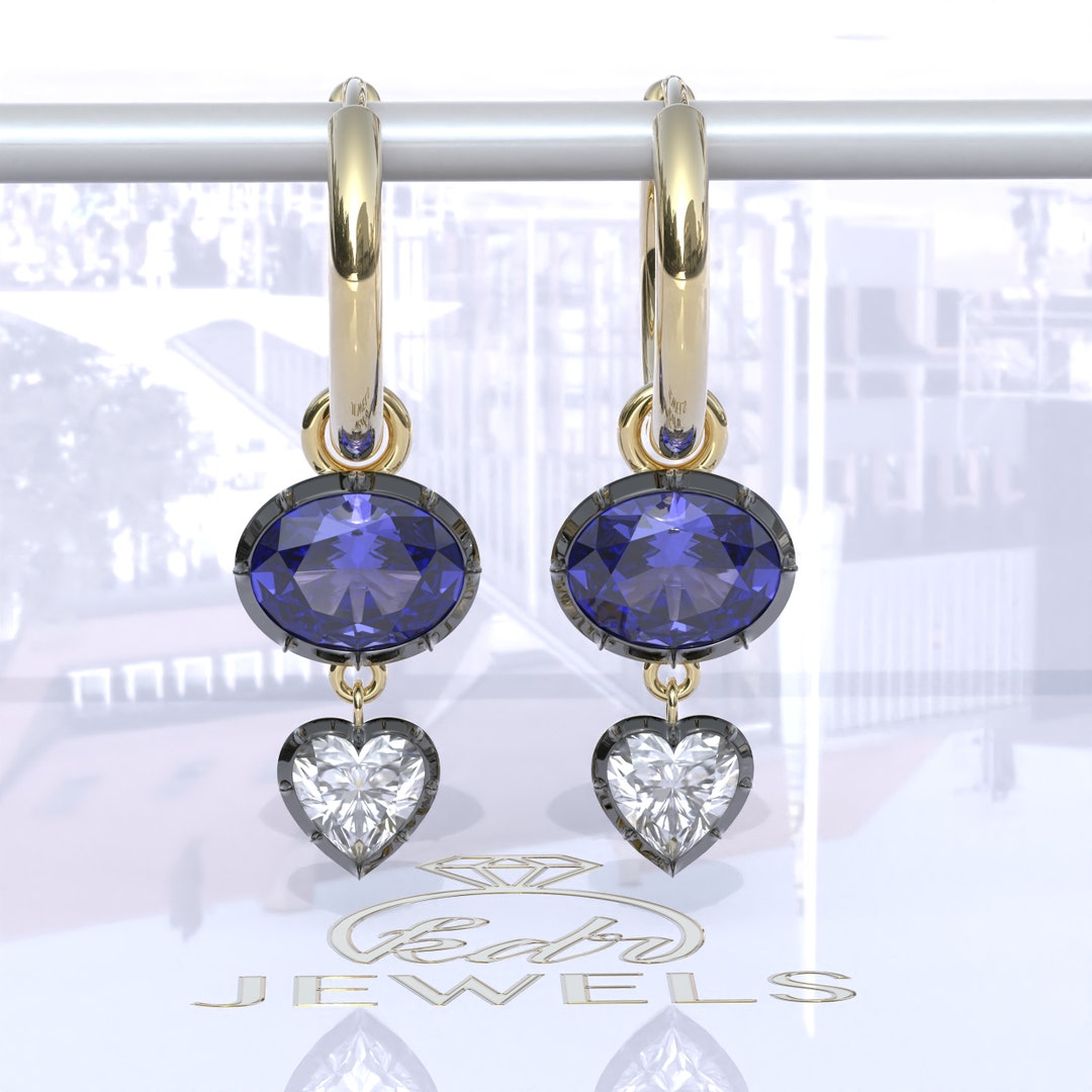 Georgian Cut Down Button Back Setting Oval Blue Sapphire With Heart ...