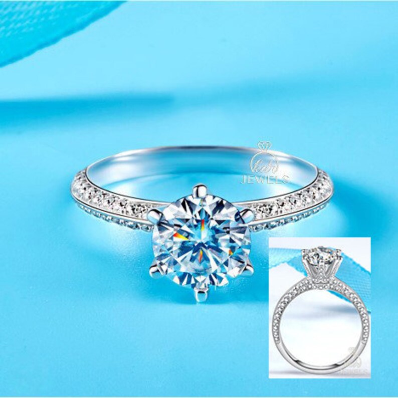 Forever One Moissanite Engagement Ring Moissanite Wedding Etsy