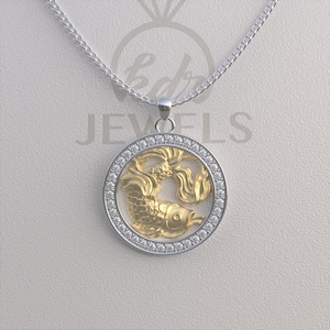 Pisces Necklace, Pisces Pendant, Pisces Gold Necklace, Pisces Silver Necklace, Zodiac Necklace, Zodiac Pendant, Best Gift for Christmas