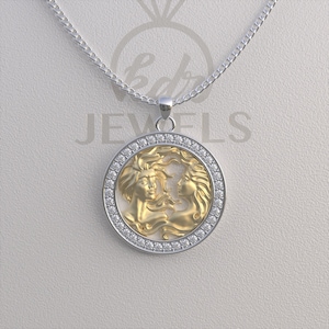 Gemini Necklace, Gemini Pendant, Gemini Gold Necklace, Gemini Silver Necklace, Zodiac Necklace, Zodiac Pendant, Best Gift for
