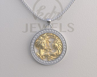 Naszyjnik Gemini, Wisiorek Gemini, Złoty naszyjnik Gemini, Srebrny naszyjnik Gemini, Naszyjnik Zodiaku, Wisiorek Zodiaku, Najlepszy prezent dla