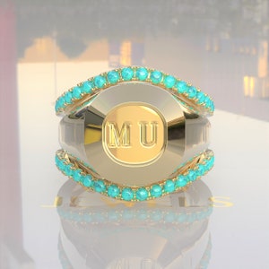 Aanpasbare ringversterker, College Ring Wrap Turquoise, Turquoise Aggie Ring Wrap, Turquoise bijpassende ring, Turquoise Ring Gaurd