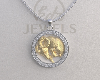Aries Necklace, Aries Pendant, Aries Gold Necklace, Aries Silver Necklace, Zodiac Necklace, Zodiac Pendant, Best Gift for Christmas