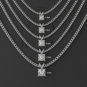 1.0ct to 3.0ct Old Mine Cut Solitaire Moissanite Necklace, OMC Moissanite, 10K Gold Solitaire Necklace, Silver Solitaire Moissanite Necklace