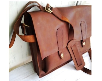 Handmade Full Grain Rustic Leather Messenger Bag Leather Laptop Bag Men Briefcase Best Men Gift