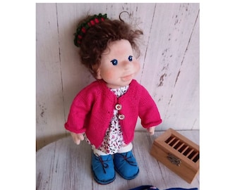 Handmade Waldorf Doll “Sue”, Cotton & Wool, Toy Bunny