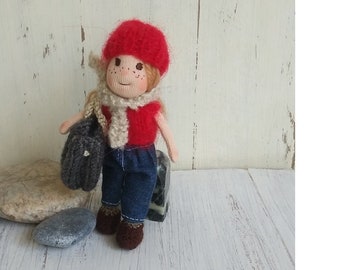 Handmade Miniature Waldorf Doll "Felicity", Cotton and Wool