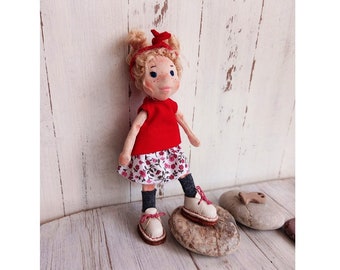 Handmade "Amy" Waldorf Doll, Miniature Cotton & Wool