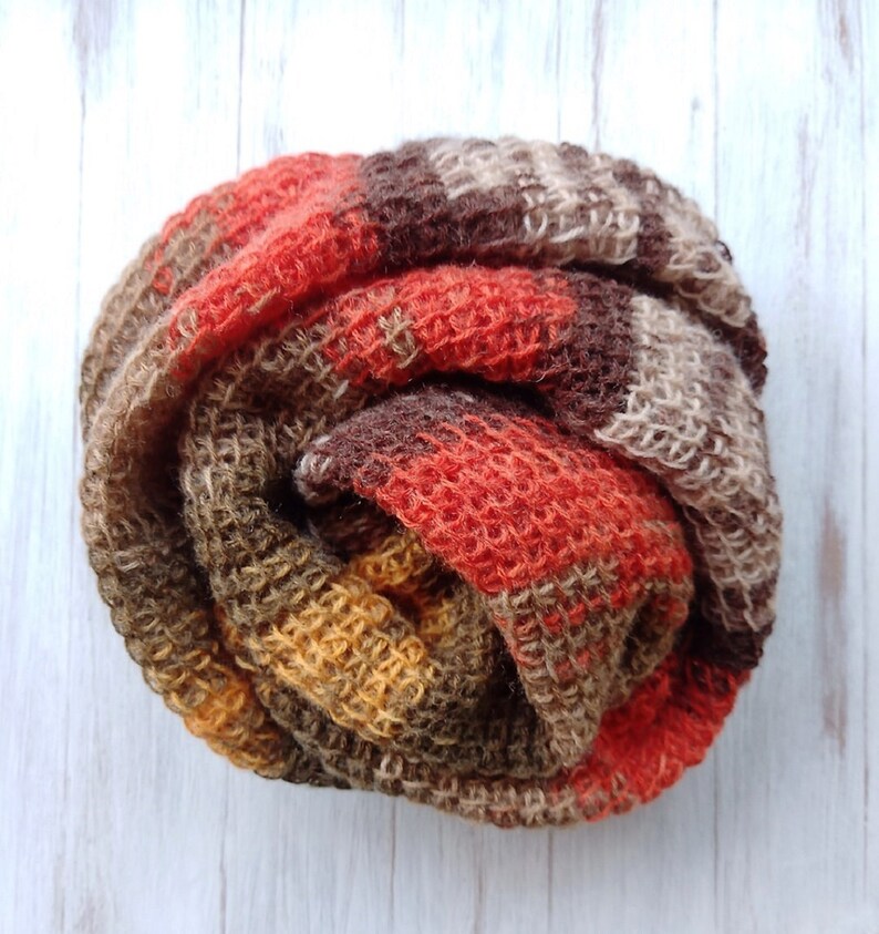 Scarves Hand Knit Infinity Scarf Tunisian Weave, Mother's Day, Gifts - Etsy
